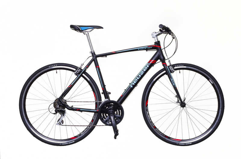 Courier fekete/türkiz-piros 62 cm matt  fintess kerékpár